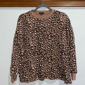 XS Rails brown leopard crew neck
